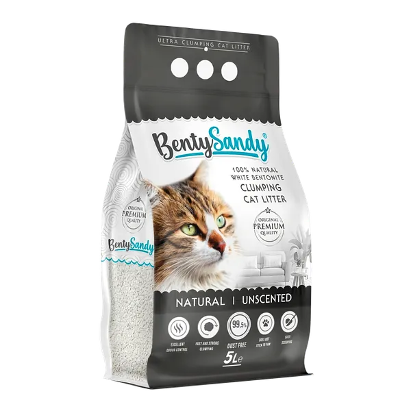 Arena para gatos Bentysandy Ultra absorbente y Ultra aglomerante 100% bentonita con aroma 5L/4.35Kg